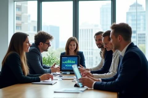 Team von Experten für Verkehrstechnologie arbeitet im Büro München
